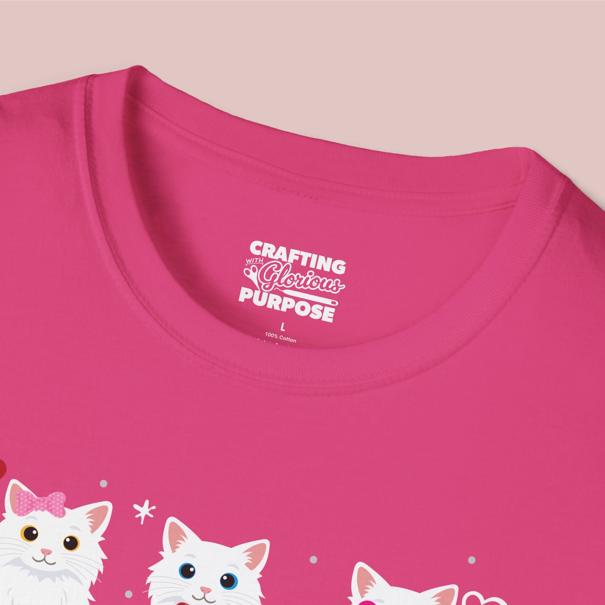 I Meow You Cute White Long Haired Trio Cat Tee — Valentine's T-Shirt