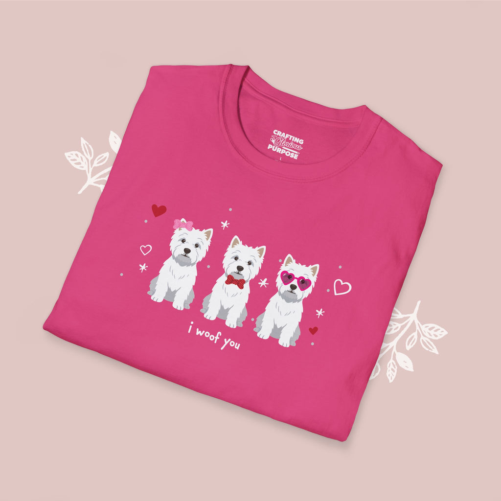 I Woof You Cute West Highland Terrier Trio Dog Tee — Valentine's T-Shirt