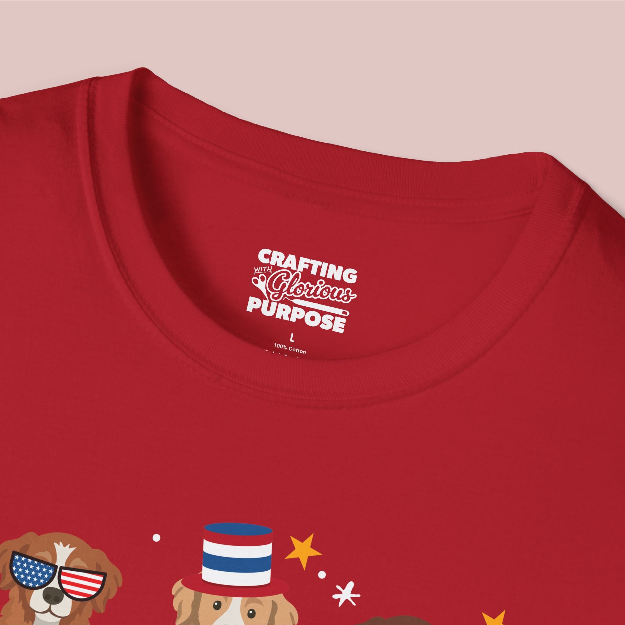 Nova Scotia Duck Tolling Retriever Patriotic Dog Trio T-Shirt — 'Red, White & Woof' Cute America Graphic Tee