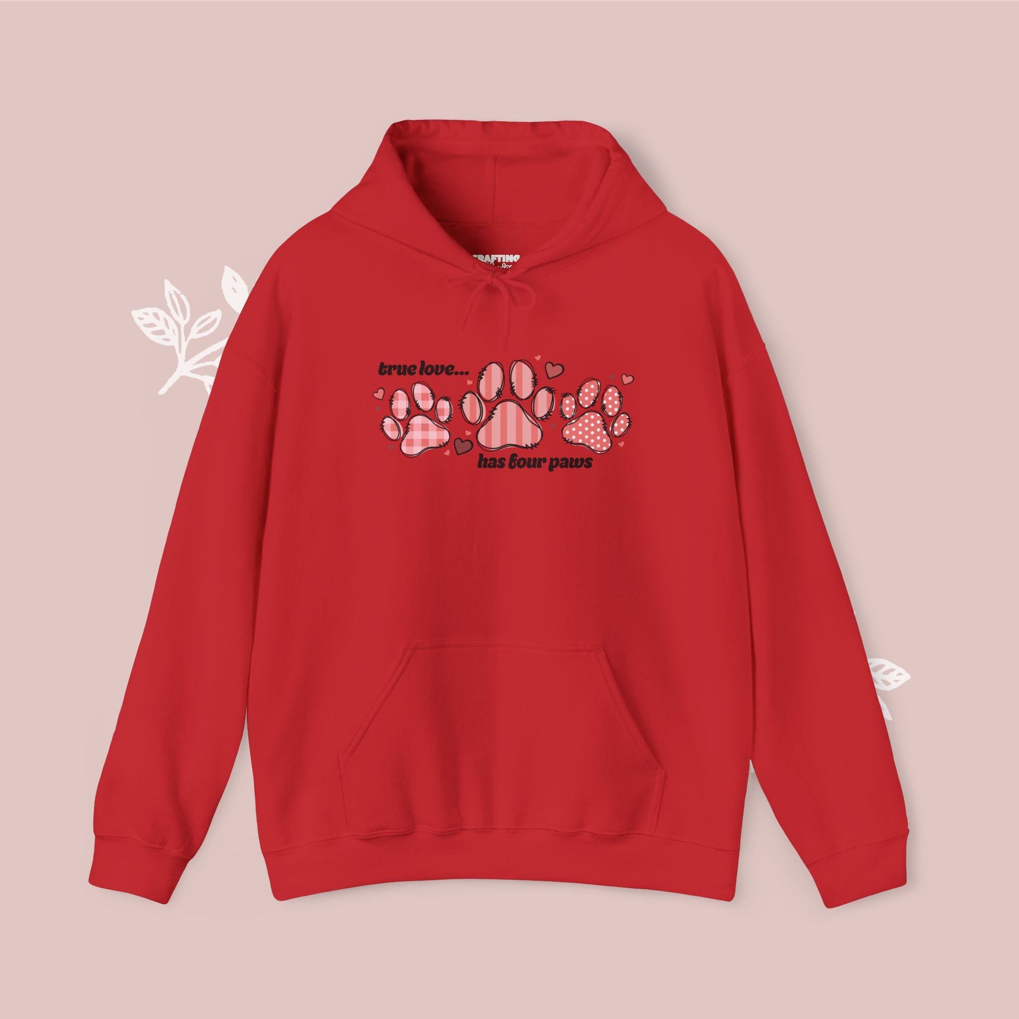 True Love Has Four Paws Cozy Hoodie — Cute Paw Print Dog Lover Sweatshirt