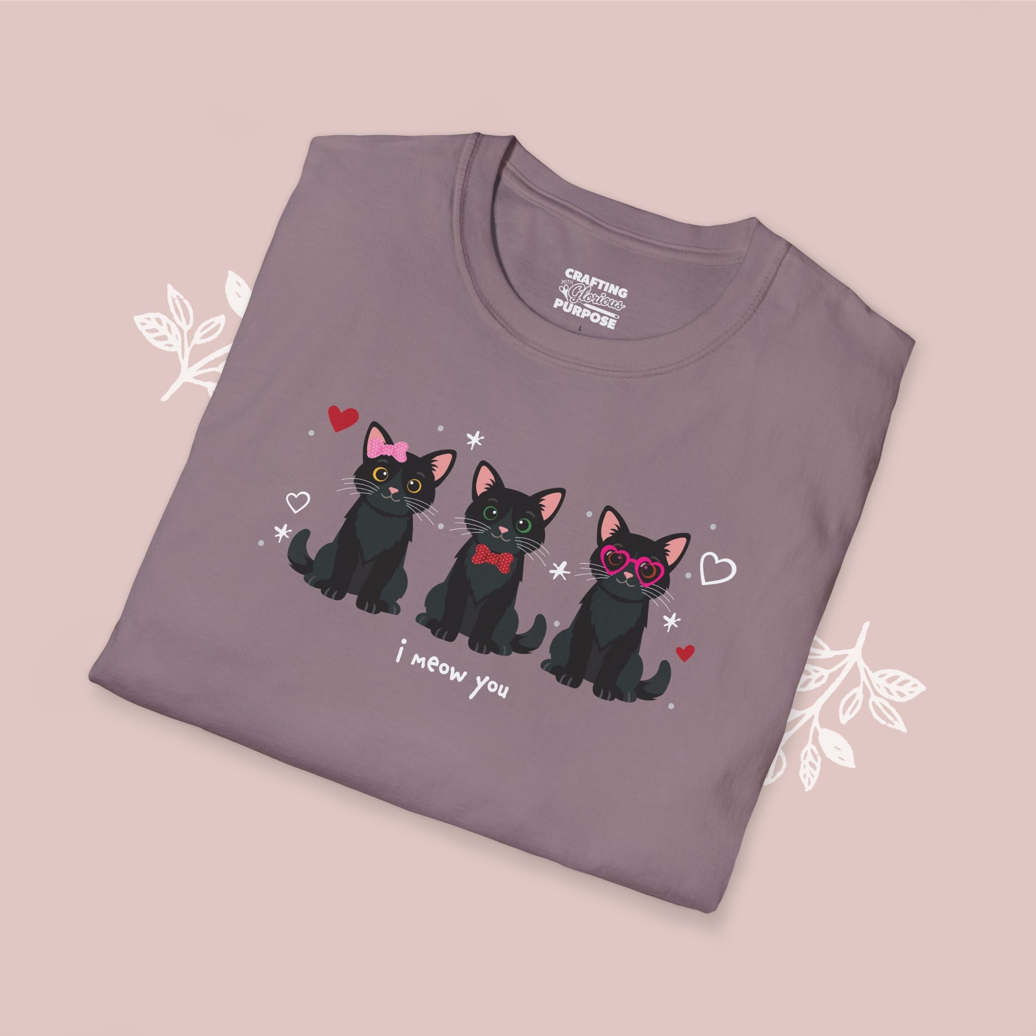 I Meow You Cute Black Short Haired Trio Cat Tee — Valentine's T-Shirt