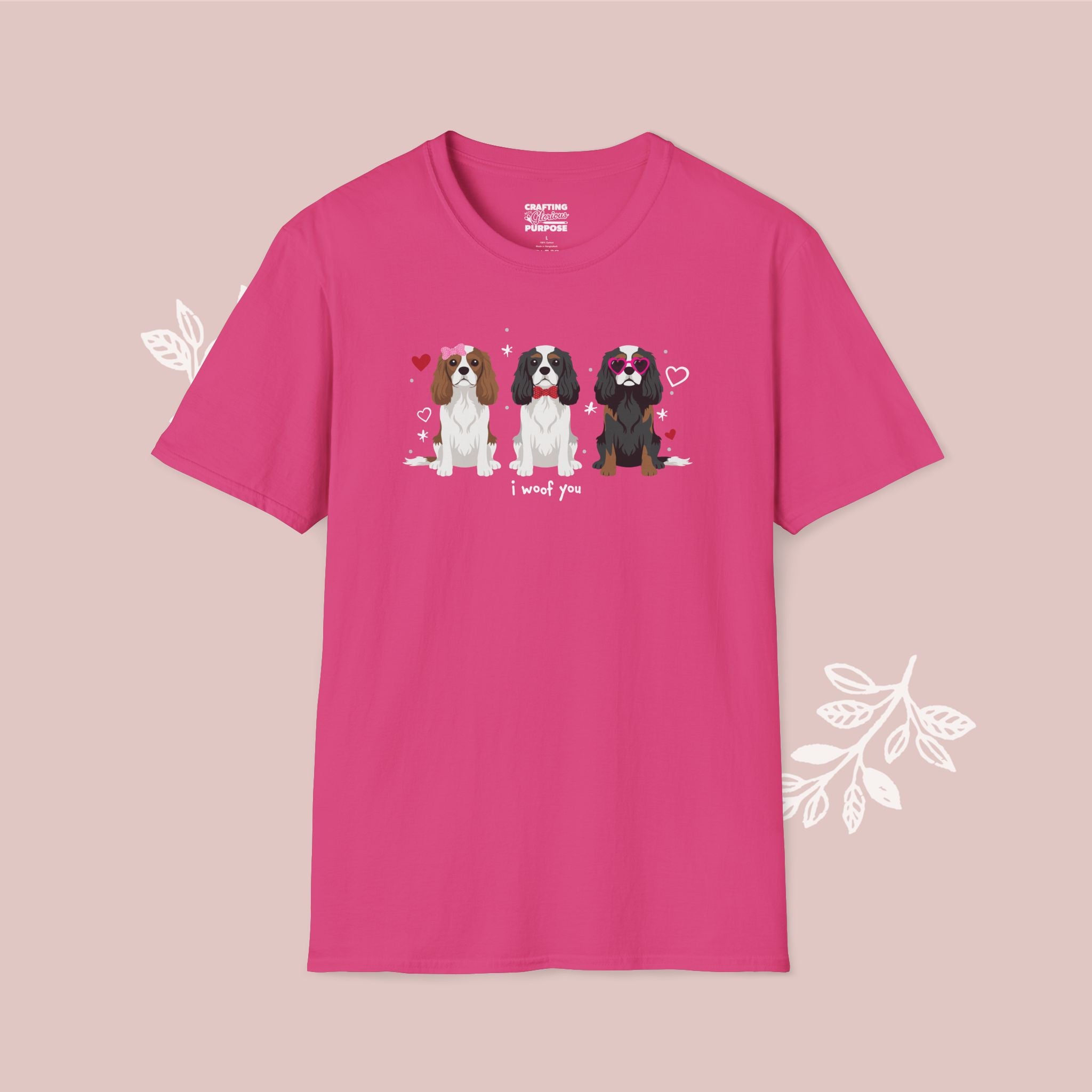 I Woof You Cute Cavalier King Charles Trio Dog Tee — Valentine's T-Shirt
