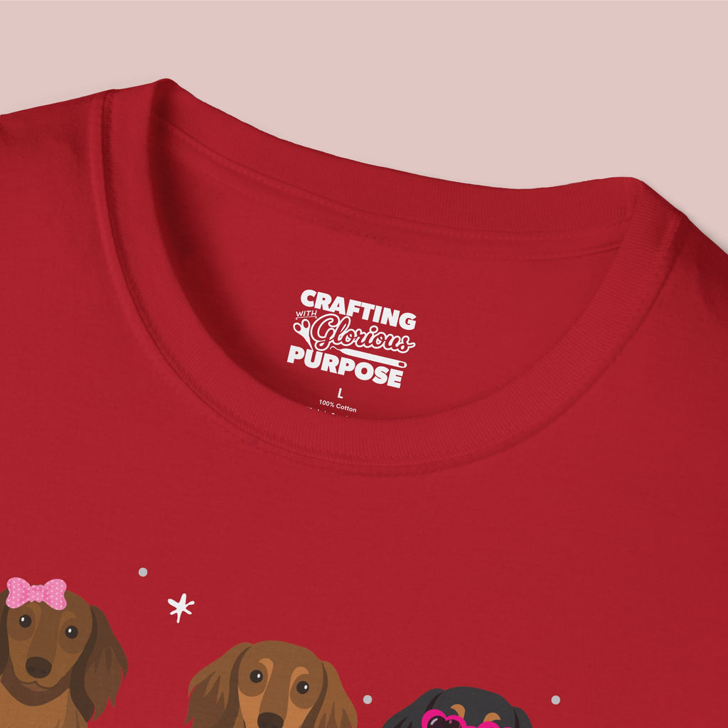 I Woof You Cute Dachshund (Long Haired) Trio Dog Tee — Valentine's T-Shirt