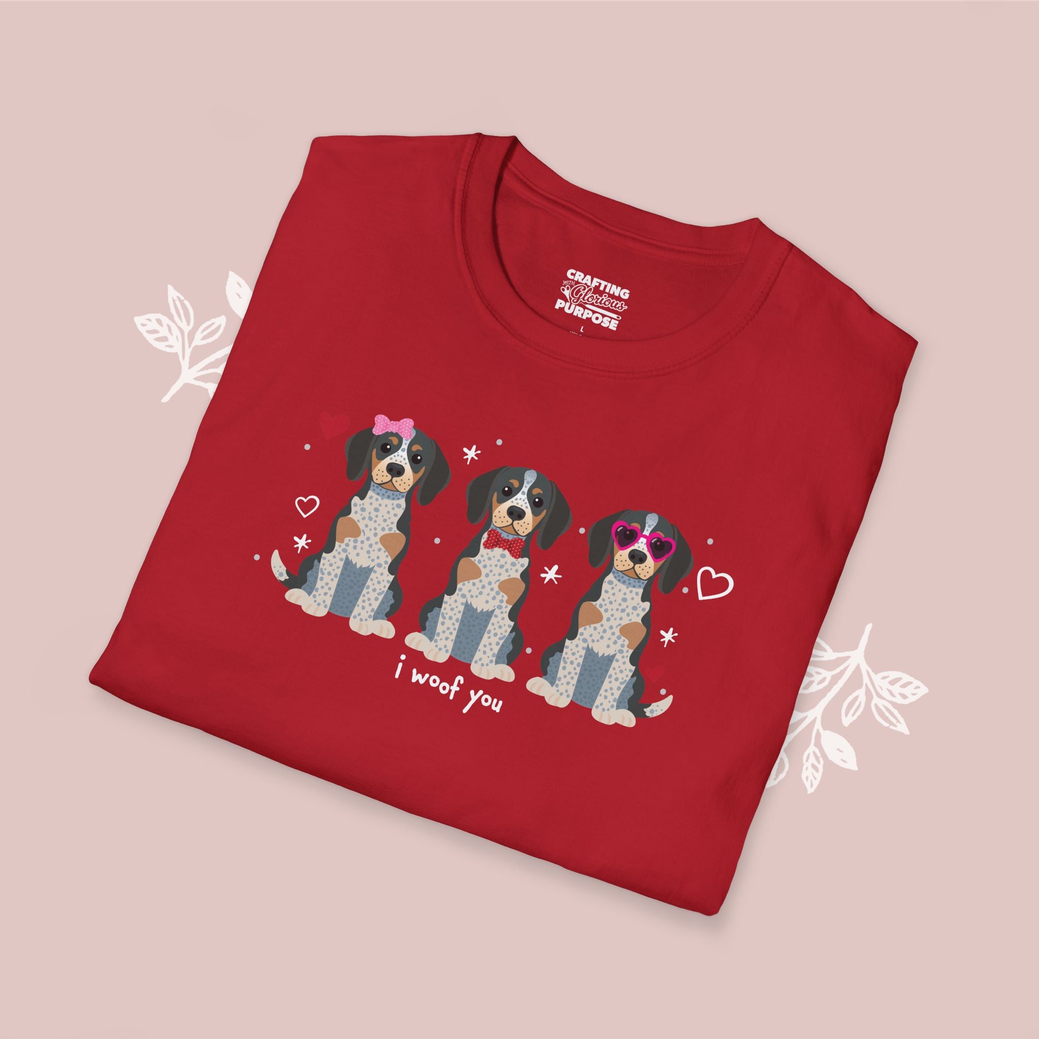 I Woof You Cute Bluetick Coonhound Trio Dog Tee — Valentine's T-Shirt