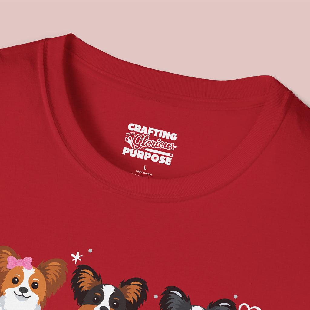 I Woof You Cute Papillon Trio Dog Tee — Valentine's T-Shirt
