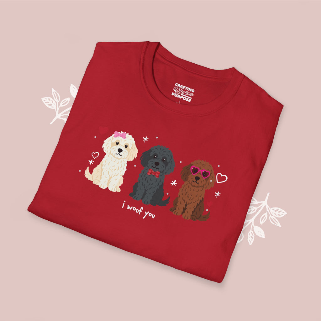 I Woof You Cute Cockapoo Trio Dog Tee — Valentine's T-Shirt