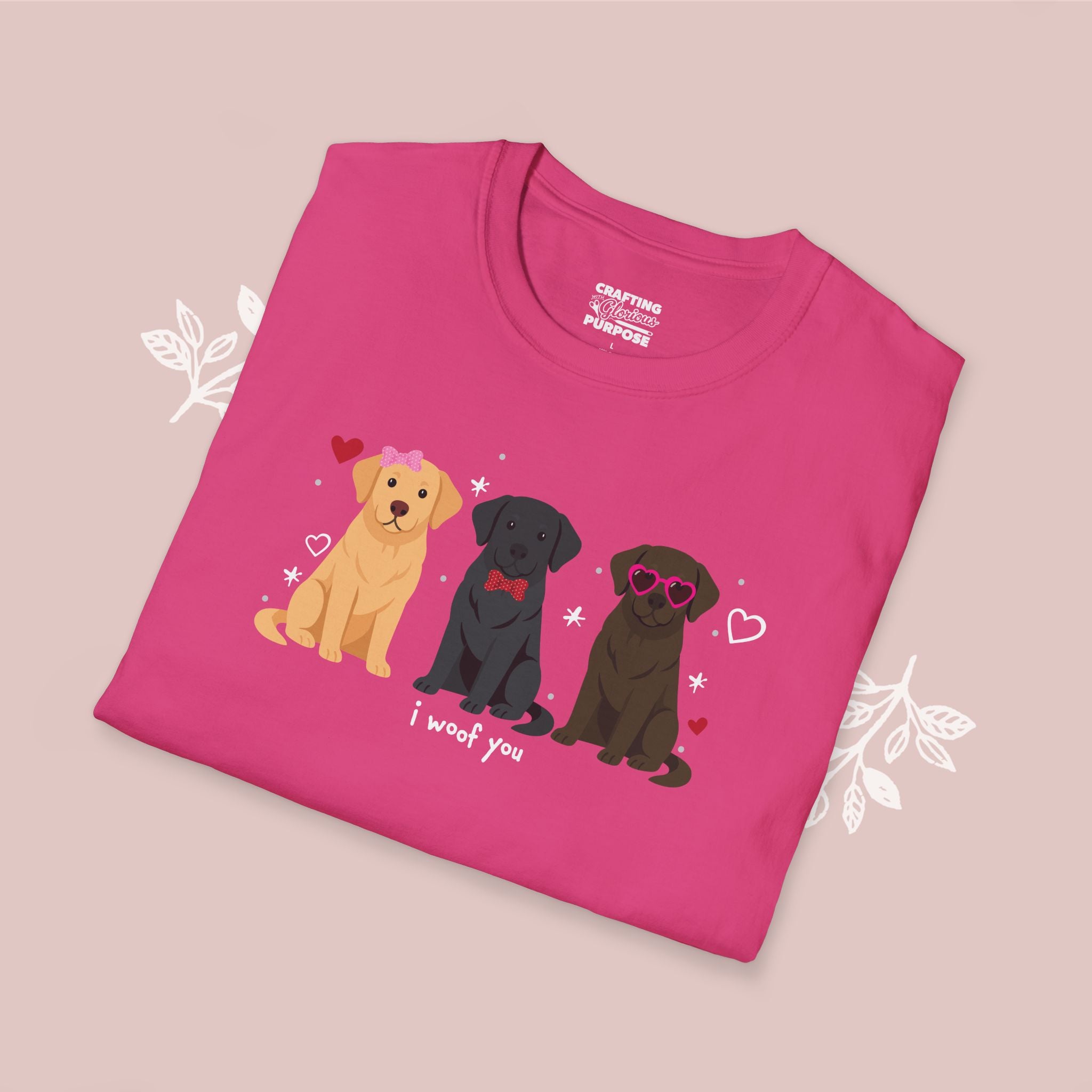 I Woof You Cute Labrador Retriever Trio Dog Tee — Valentine's T-Shirt