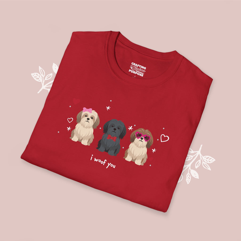 I Woof You Cute Lhasa Aspo Trio Dog Tee — Valentine's T-Shirt