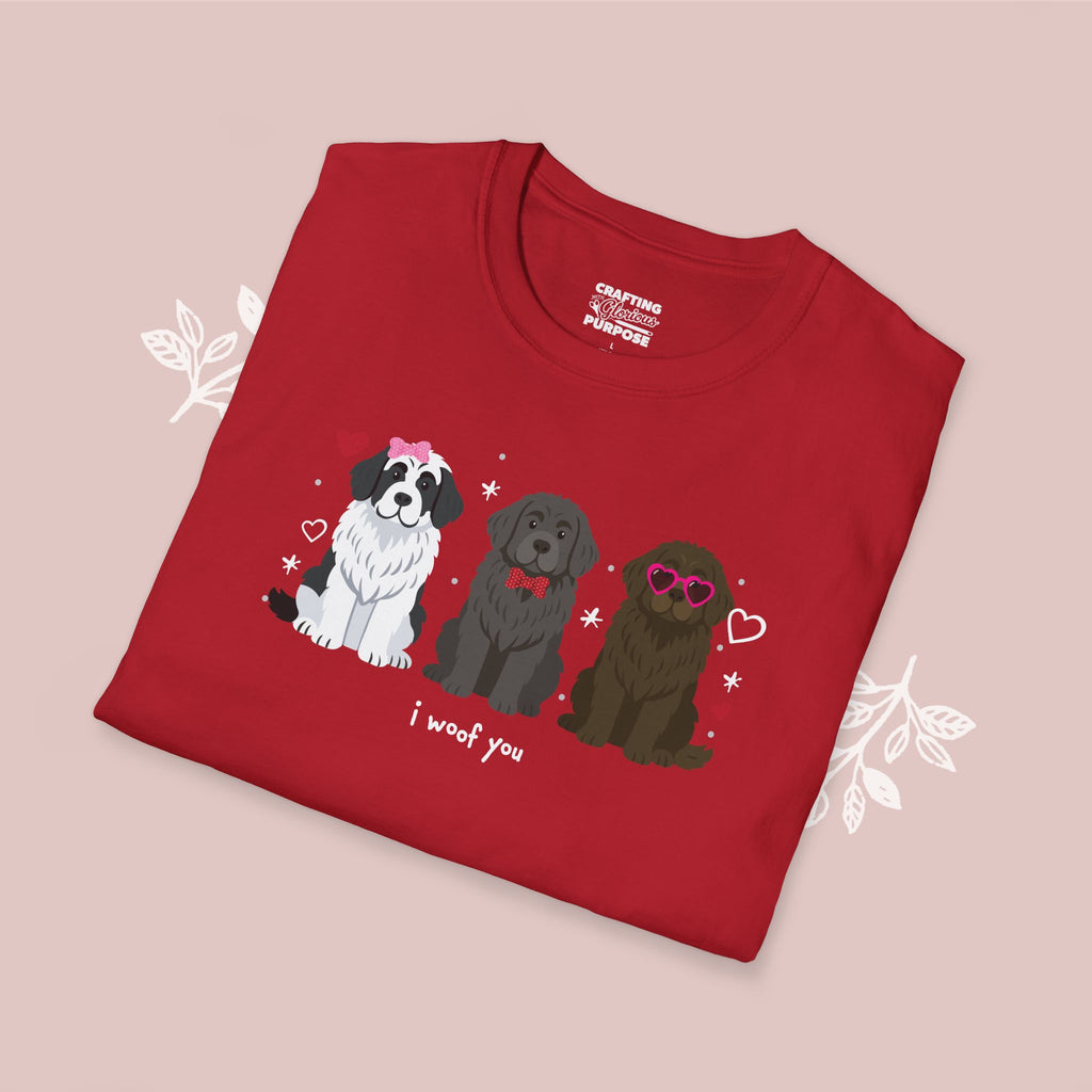 I Woof You Cute Newfoundland Trio Dog Tee — Valentine's T-Shirt