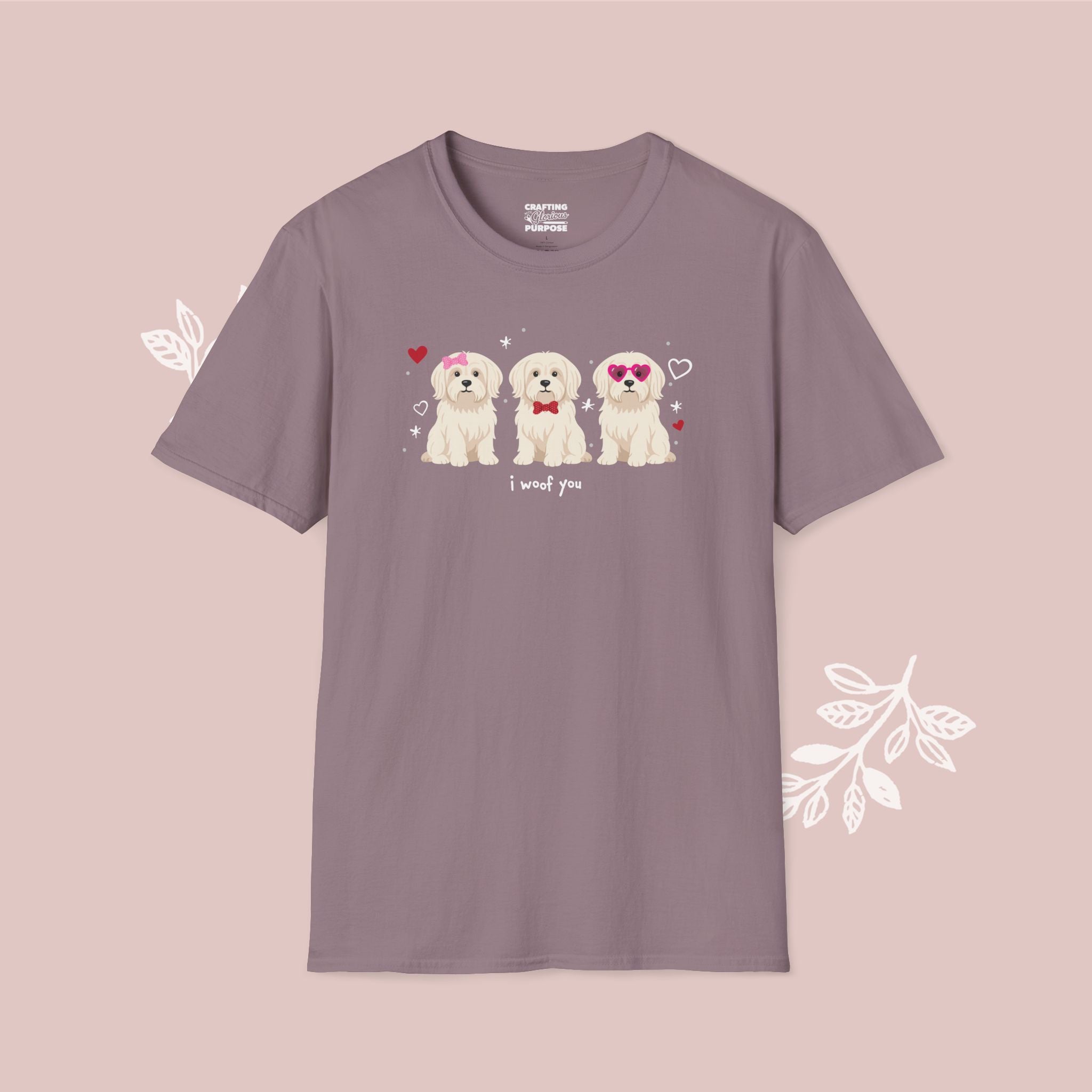 I Woof You Cute Maltese Trio Dog Tee — Valentine's T-Shirt