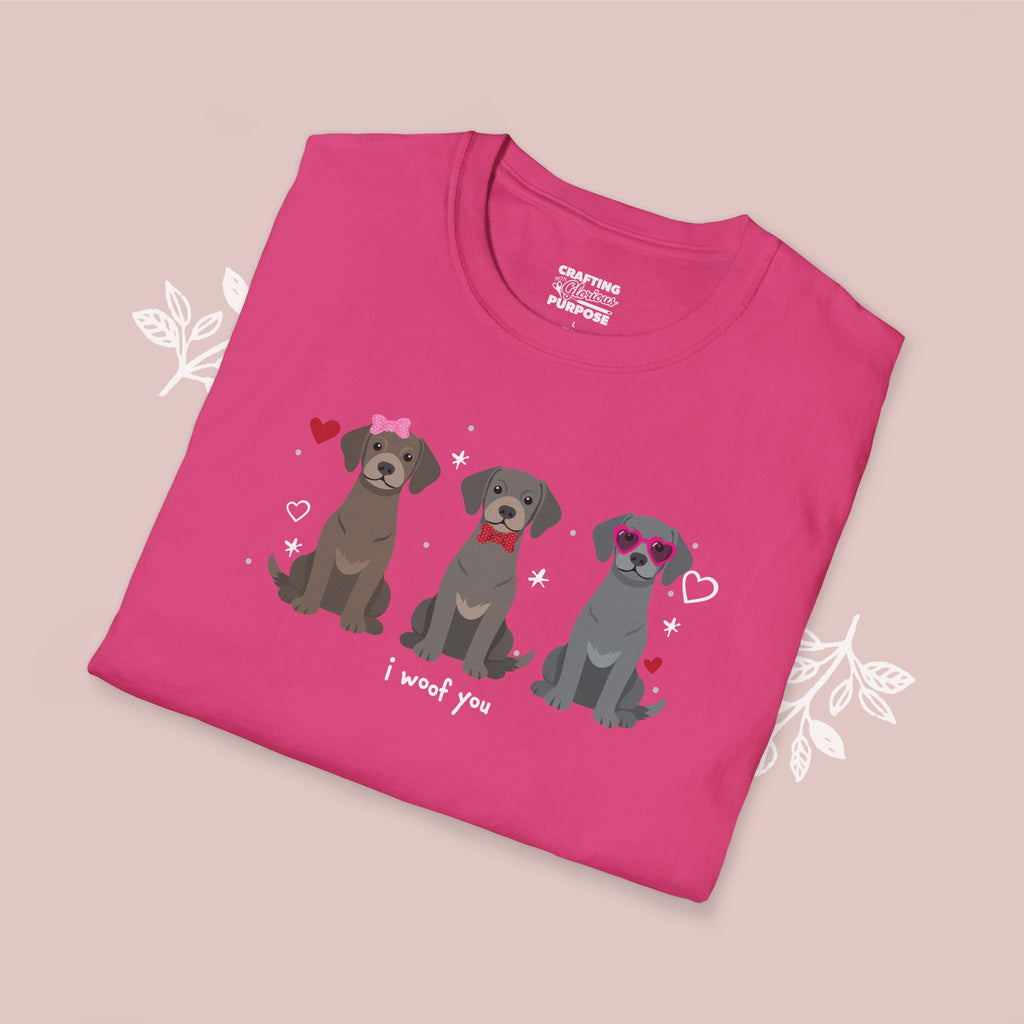 I Woof You Cute Weimaraner Trio Dog Tee — Valentine's T-Shirt