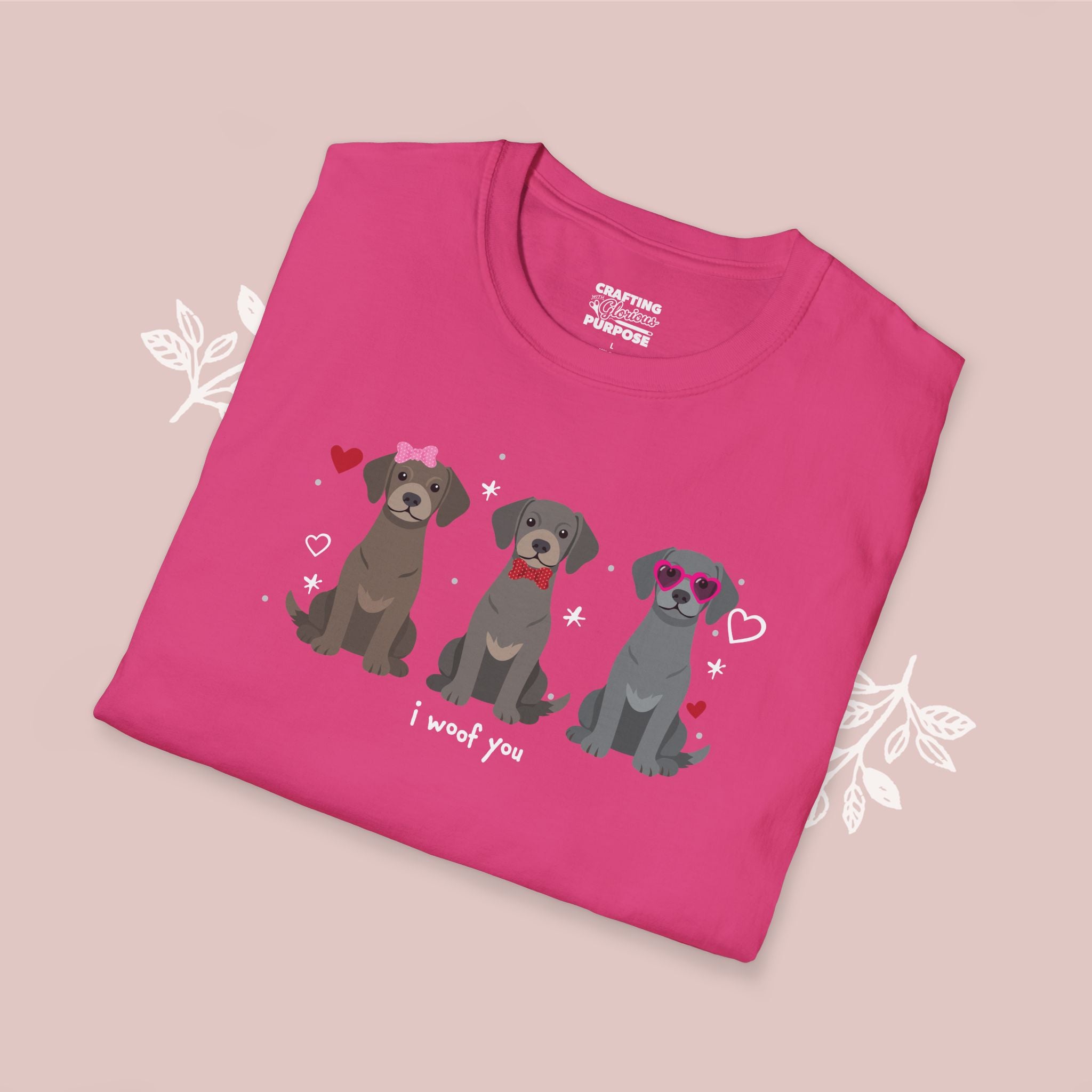 I Woof You Cute Weimaraner Trio Dog Tee — Valentine's T-Shirt