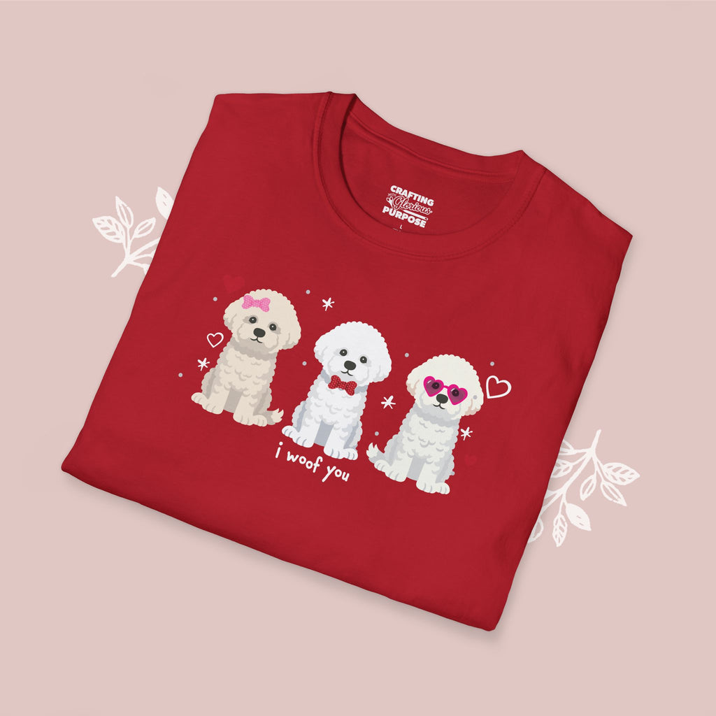 I Woof You Cute Bichon Frise Trio Dog Tee — Valentine's T-Shirt