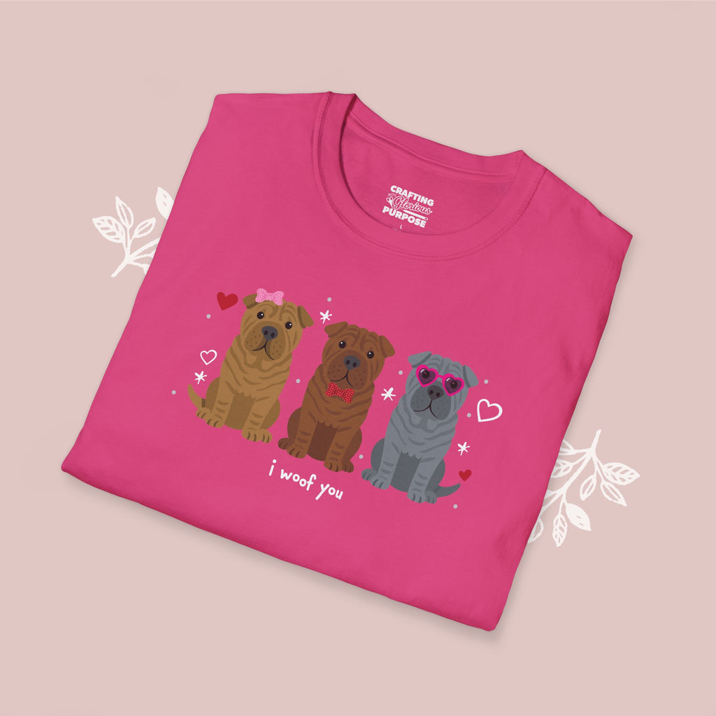 I Woof You Cute Shar Pei Trio Dog Tee — Valentine's T-Shirt