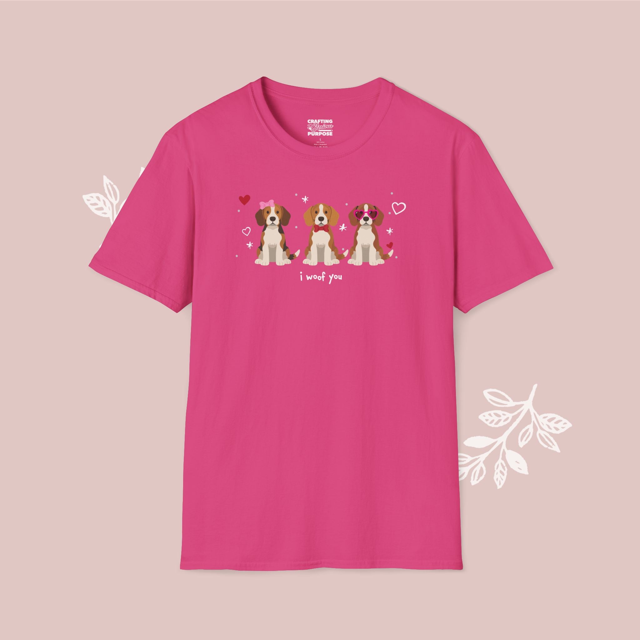 I Woof You Cute Beagle Trio Dog Tee — Valentine's T-Shirt