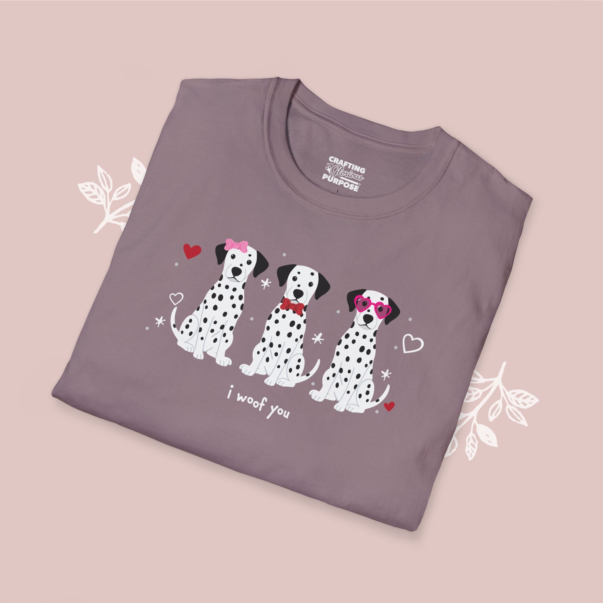 I Woof You Cute Dalmatian Trio Dog Tee — Valentine's T-Shirt