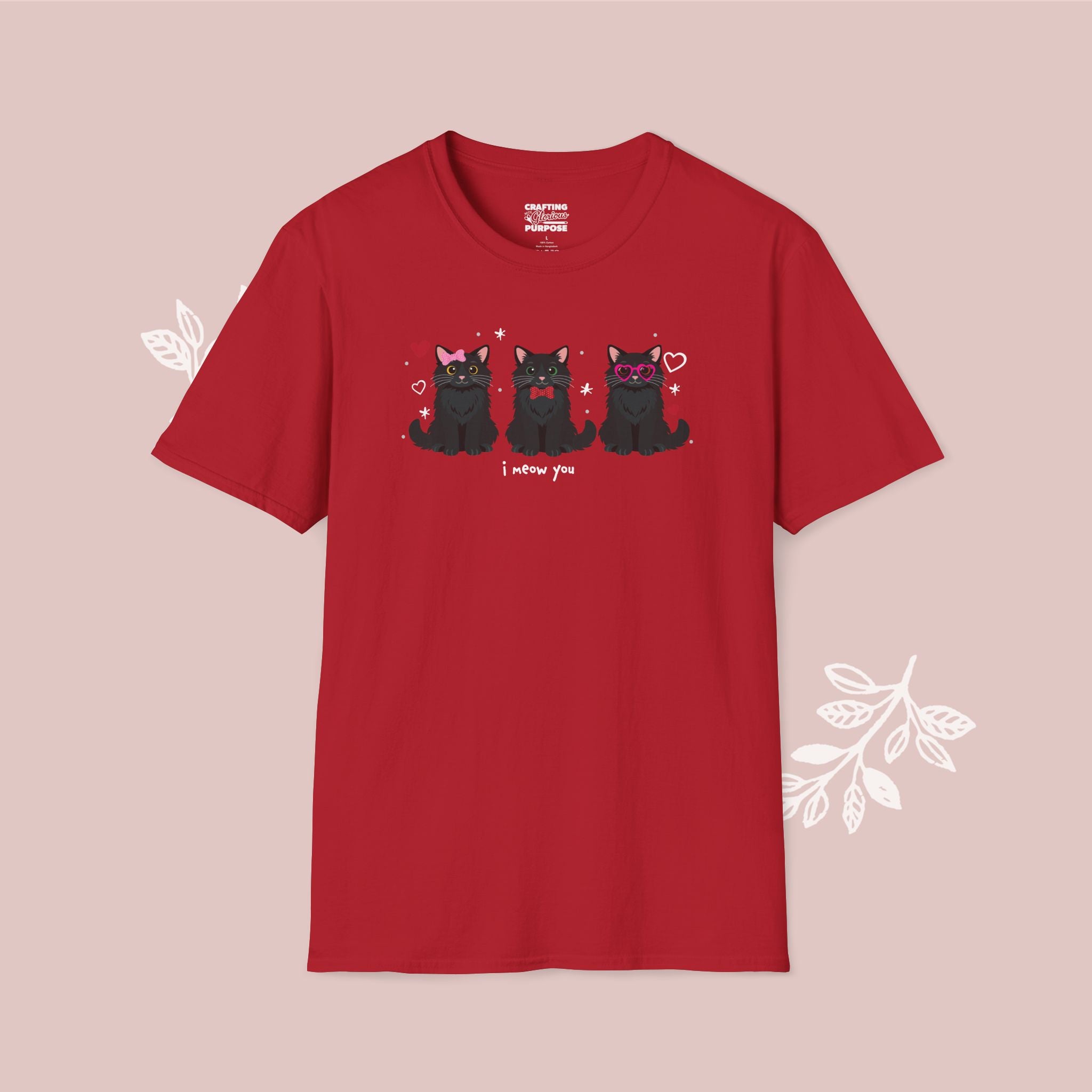 I Meow You Cute Black Long Haired Trio Cat Tee — Valentine's T-Shirt