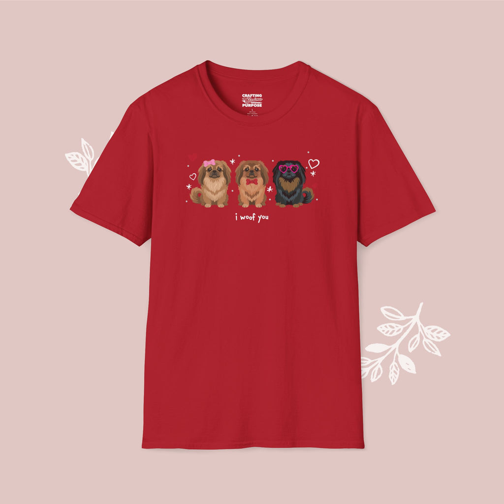 I Woof You Cute Pekingese Trio Dog Tee — Valentine's T-Shirt