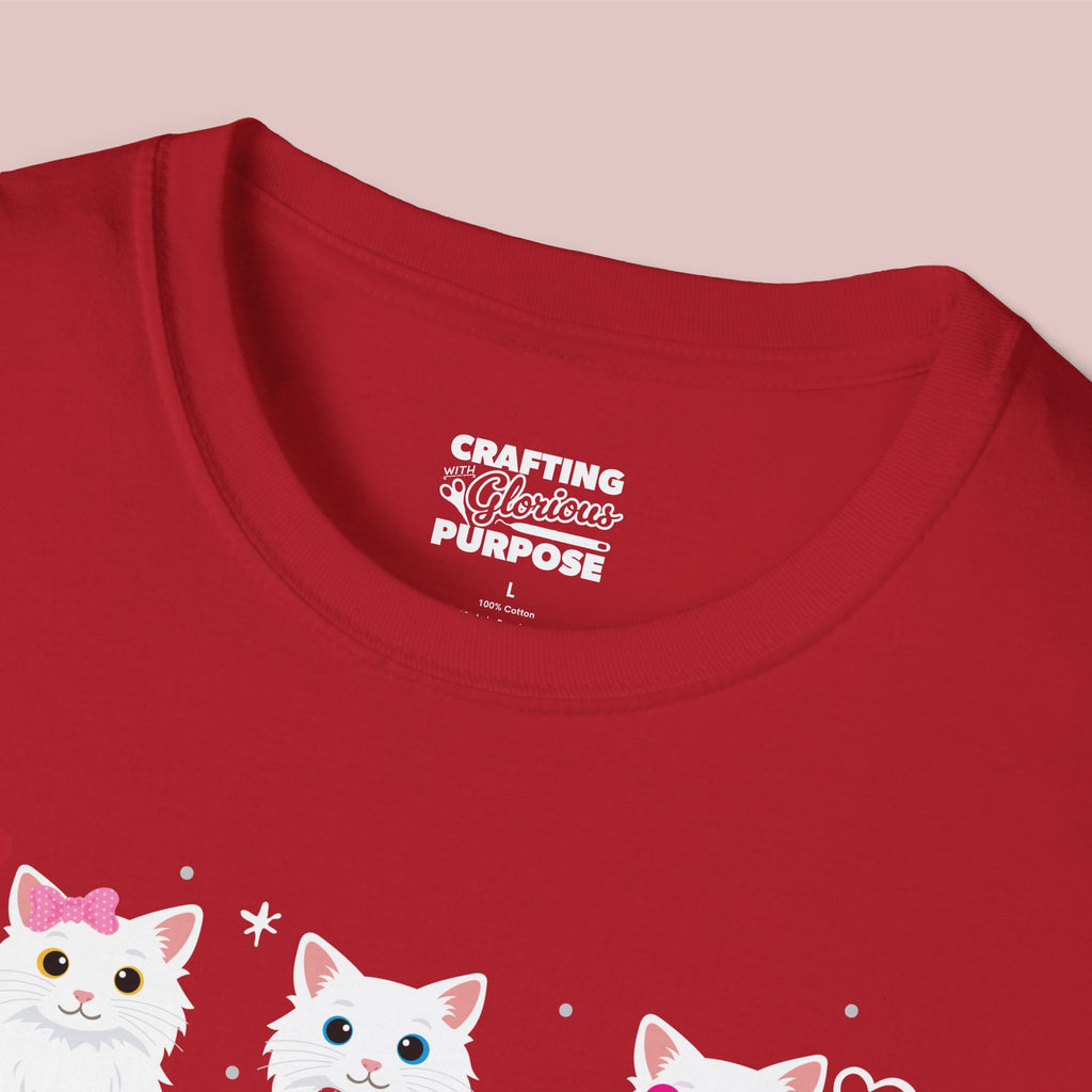 I Meow You Cute White Long Haired Trio Cat Tee — Valentine's T-Shirt