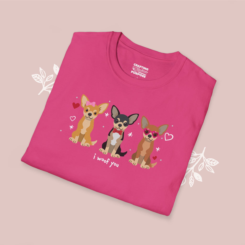 I Woof You Cute Chihuahua Trio Dog Tee — Valentine's T-Shirt