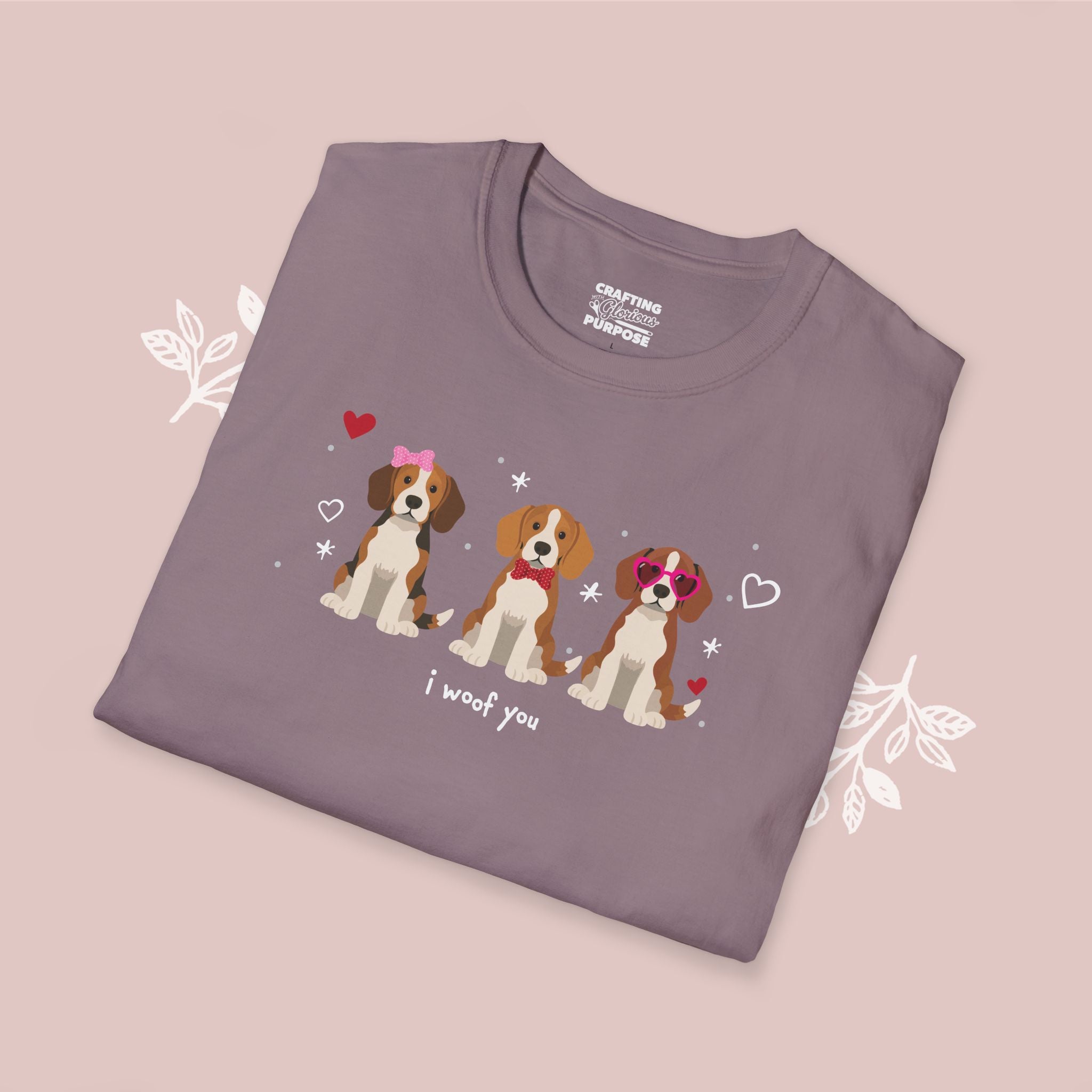 I Woof You Cute Beagle Trio Dog Tee — Valentine's T-Shirt