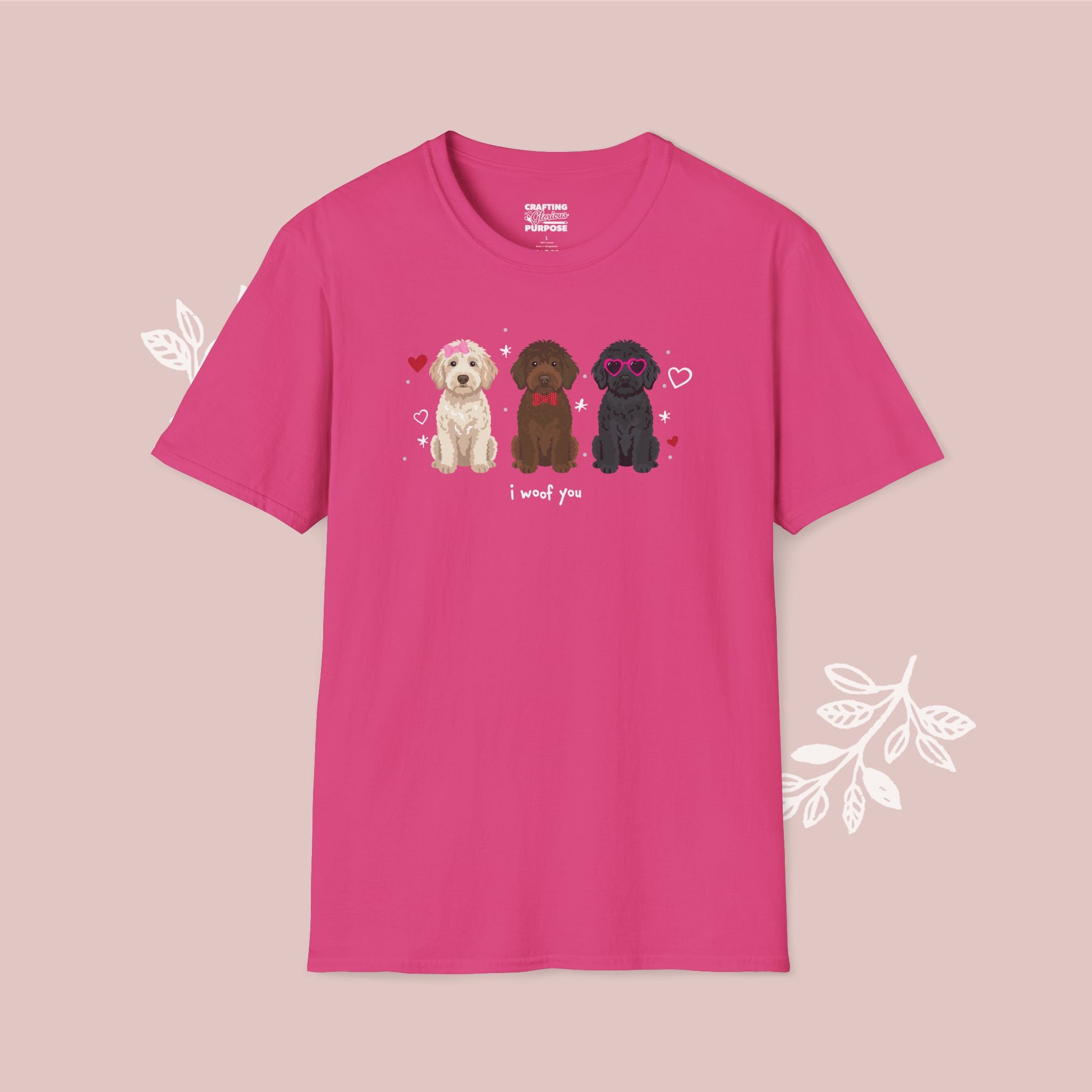 I Woof You Cute Labradoodle Trio Dog Tee — Valentine's T-Shirt
