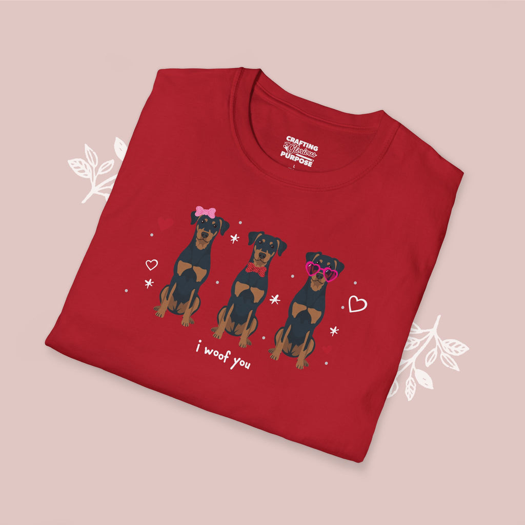I Woof You Cute Beauceron Trio Dog Tee — Valentine's T-Shirt