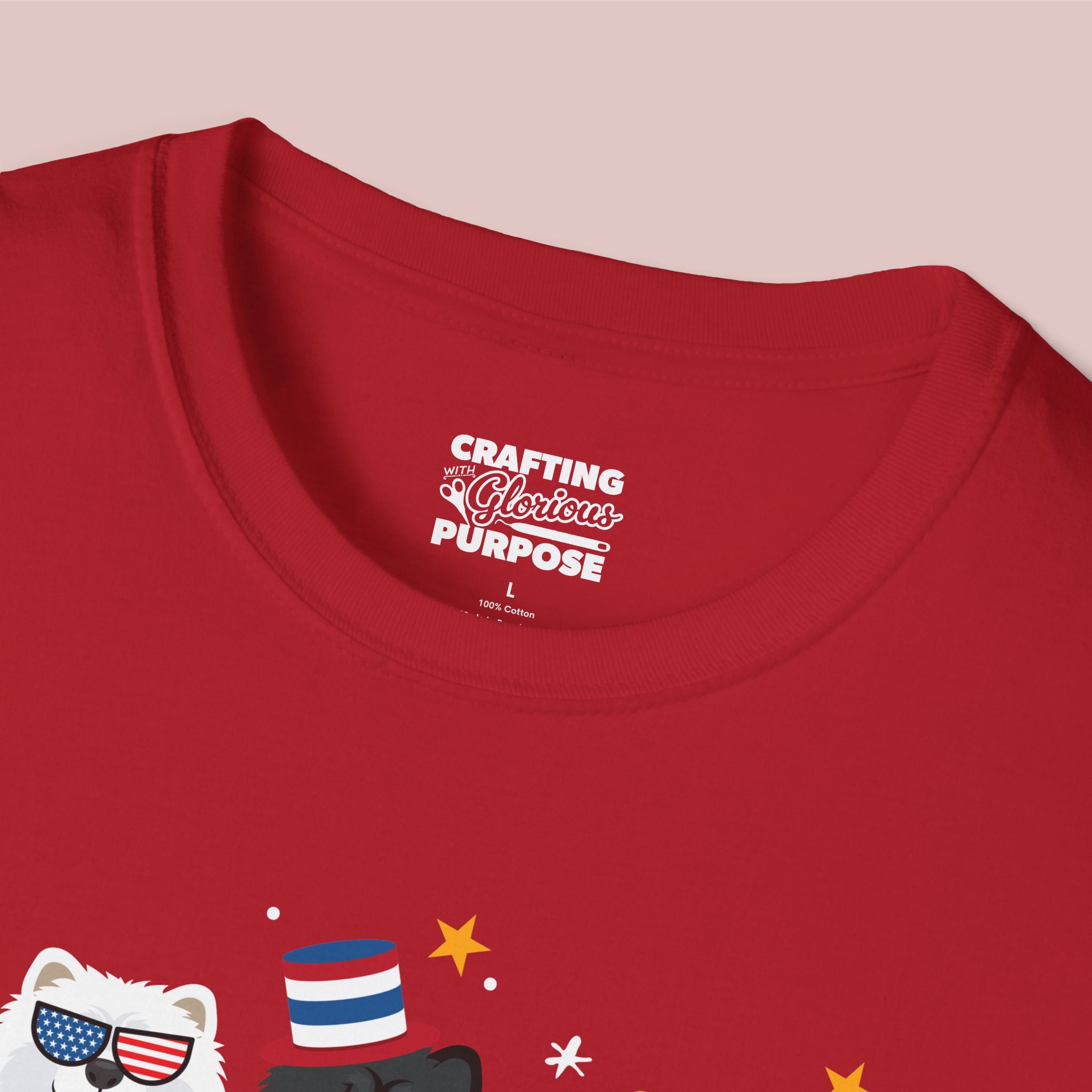Chow Chow Patriotic Dog Trio T-Shirt — 'Red, White & Woof' Cute America Graphic Tee