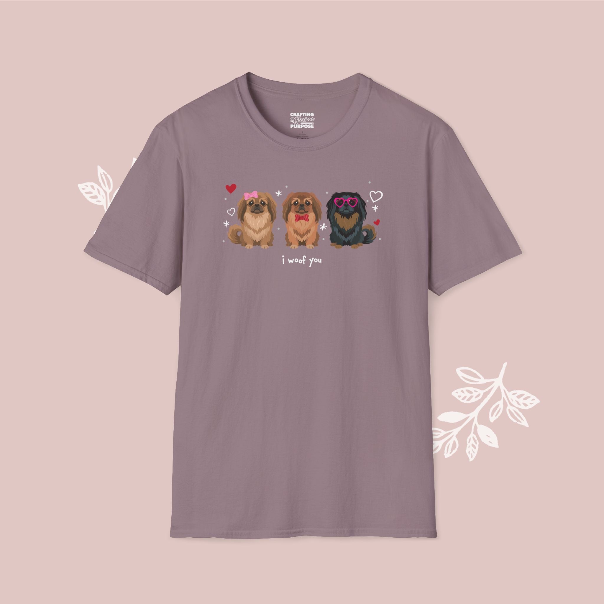 I Woof You Cute Pekingese Trio Dog Tee — Valentine's T-Shirt