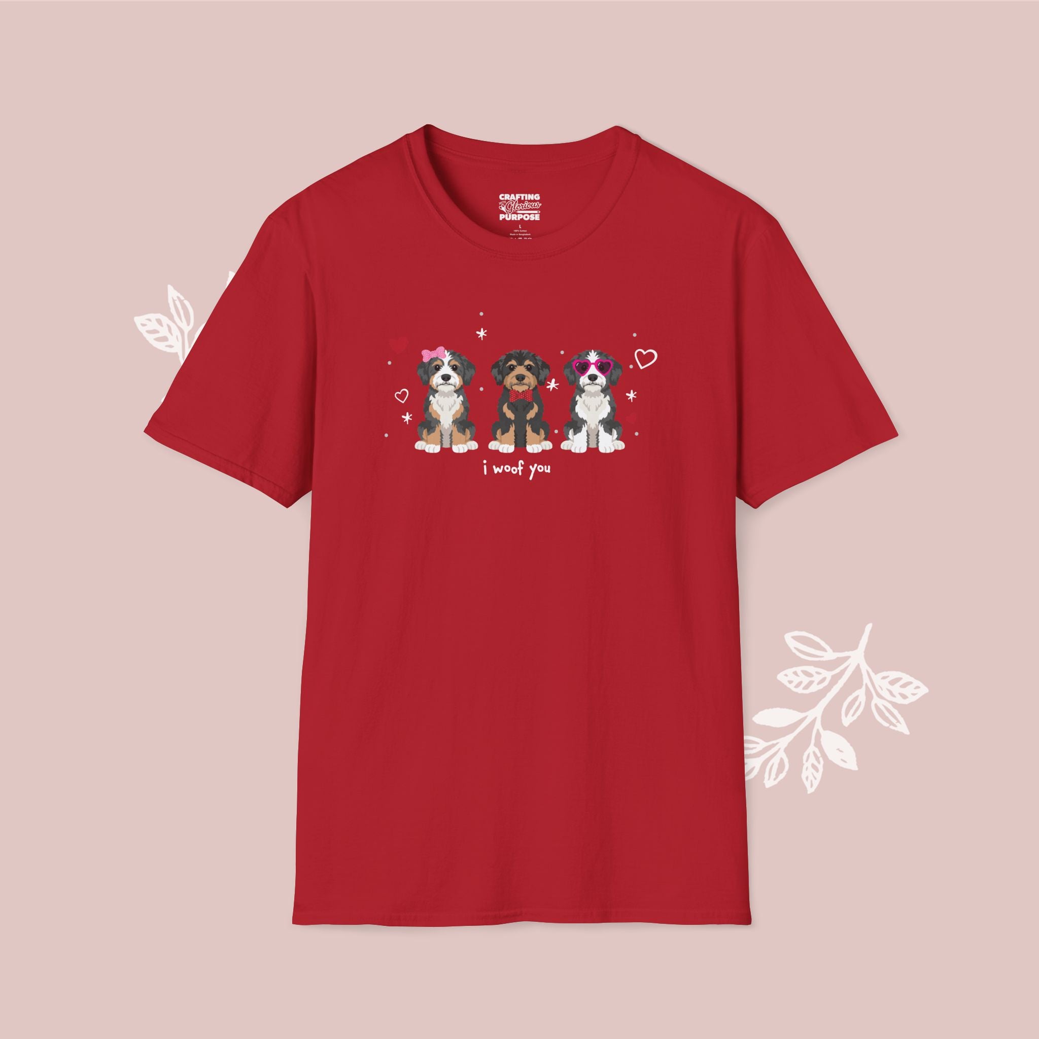 I Woof You Cute Aussiedoodle Trio Dog Tee — Valentine's T-Shirt