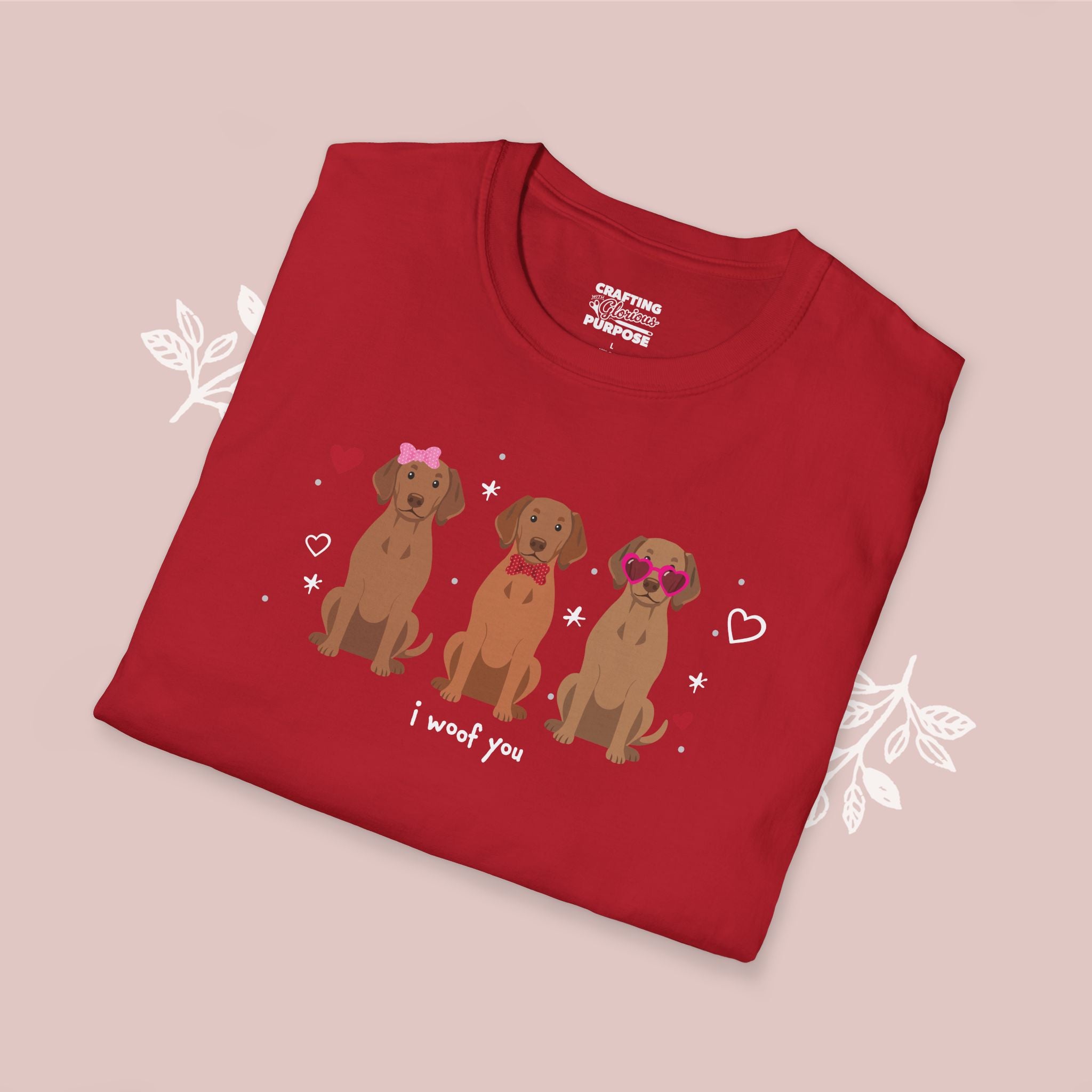 I Woof You Cute Vizsla Trio Dog Tee — Valentine's T-Shirt