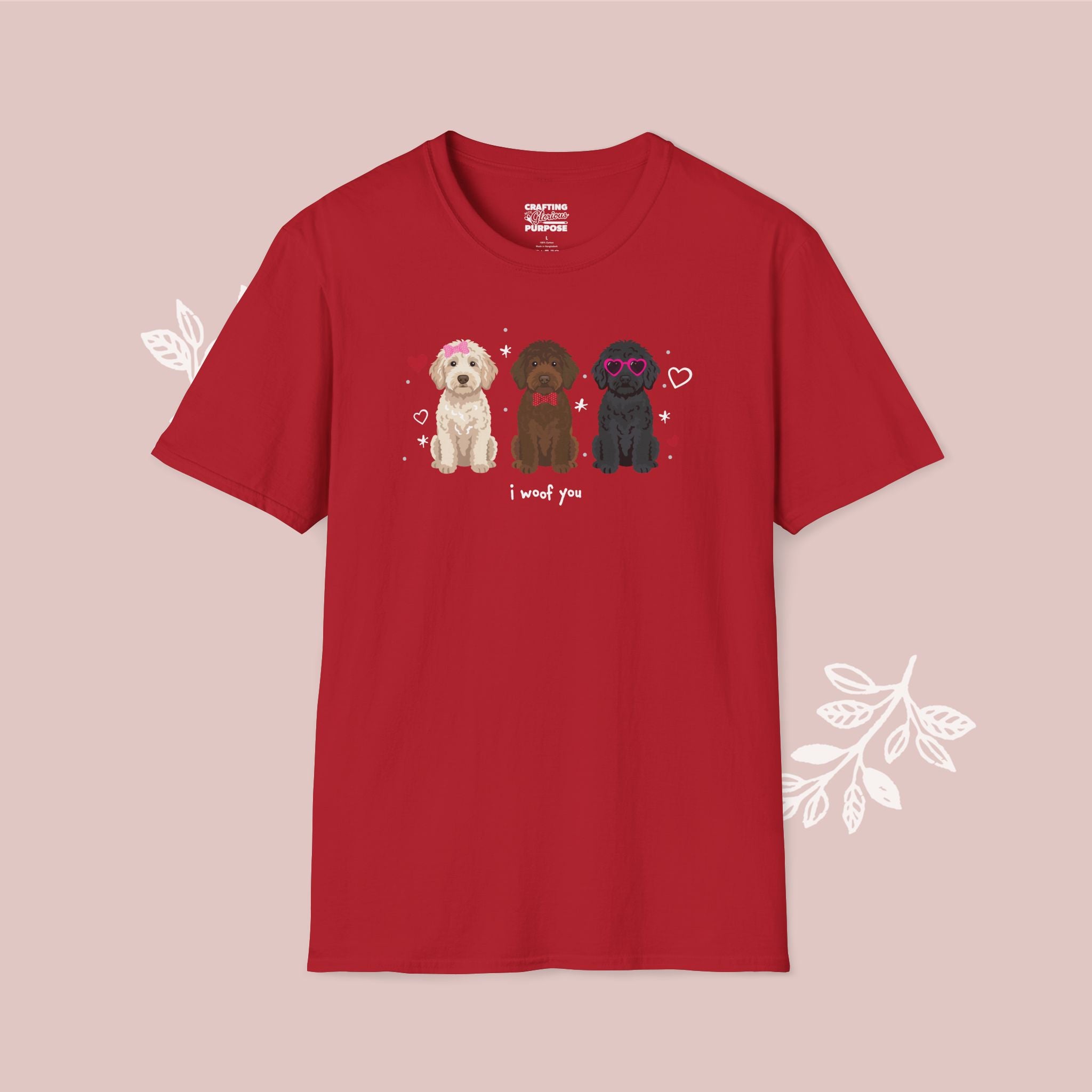 I Woof You Cute Labradoodle Trio Dog Tee — Valentine's T-Shirt