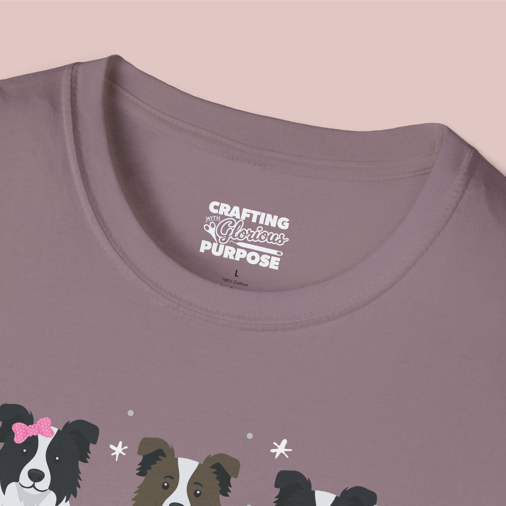 I Woof You Cute Border Collie Trio Dog Tee — Valentine's T-Shirt