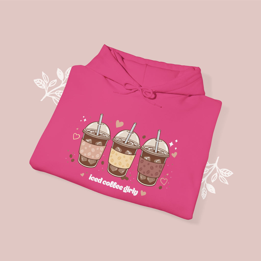 Iced Coffee Girly Unisex Heavy Blend Sweatshirt - Cute Coffee Gift for Her - Comfort Colors Style Pullover