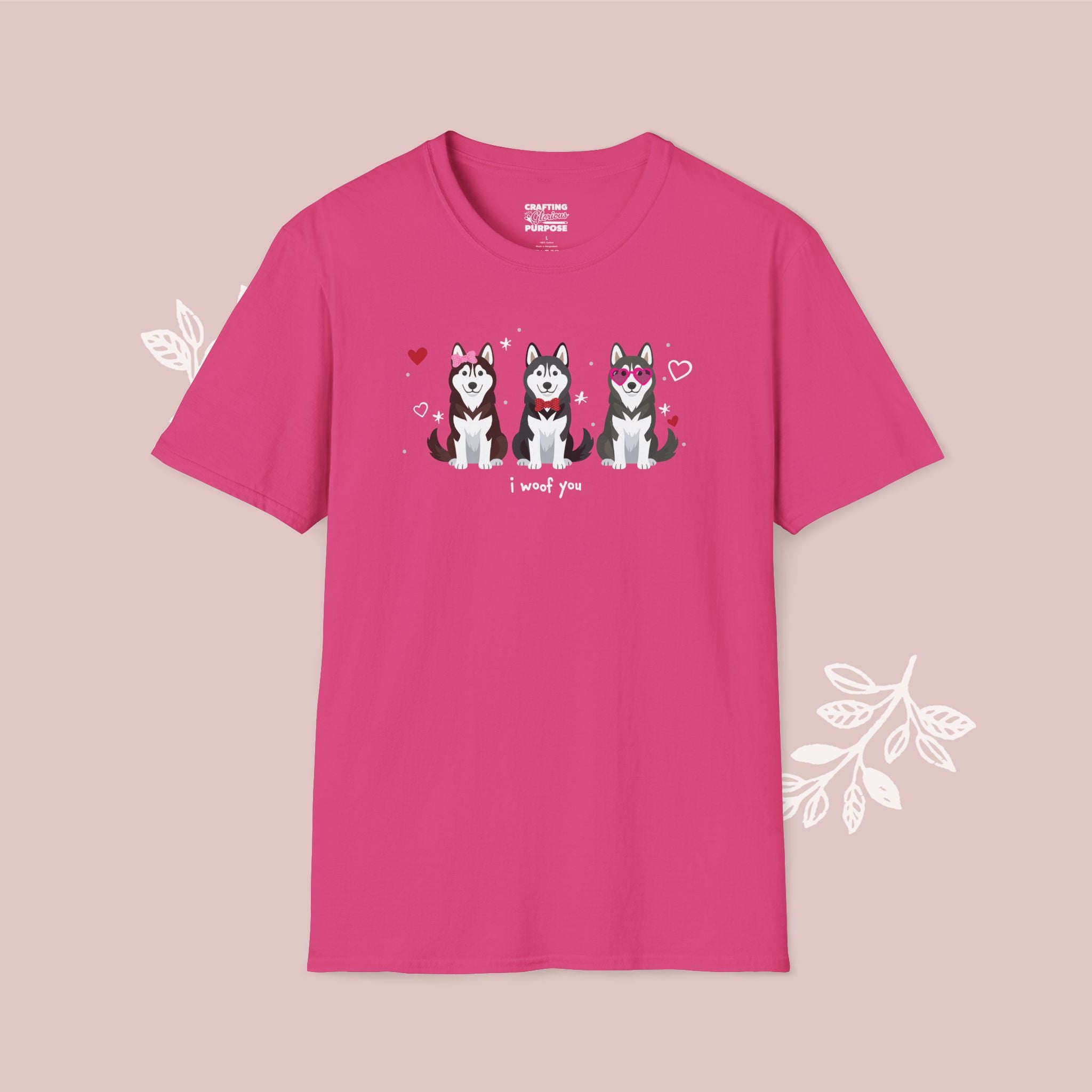 I Woof You Cute Husky Trio Dog Tee — Valentine's T-Shirt