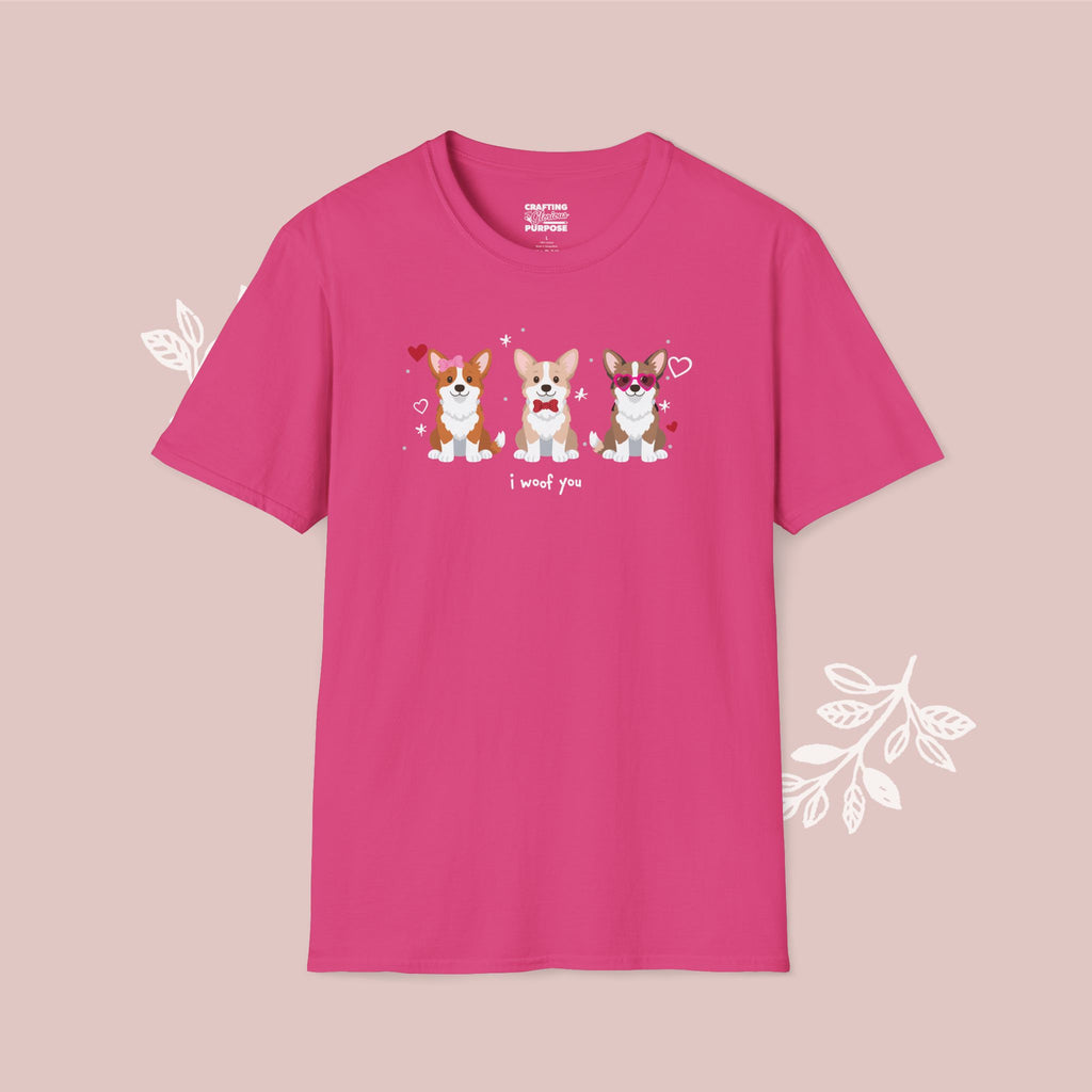I Woof You Cute Corgi Trio Dog Tee — Valentine's T-Shirt