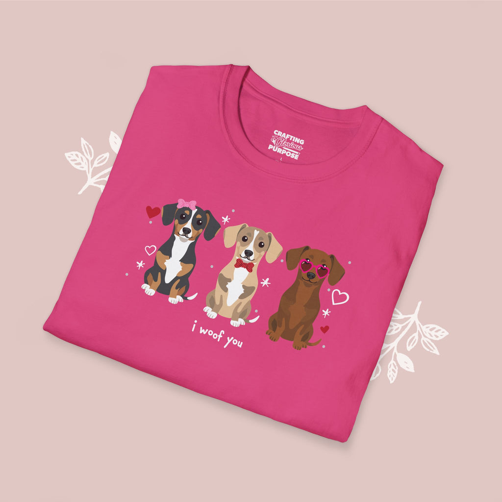 I Woof You Cute Chiweenie Trio Dog Tee — Valentine's T-Shirt