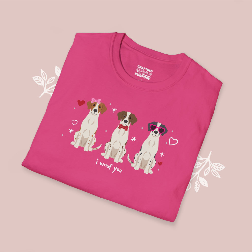 I Woof You Cute Brittany Spaniel Trio Dog Tee — Valentine's T-Shirt