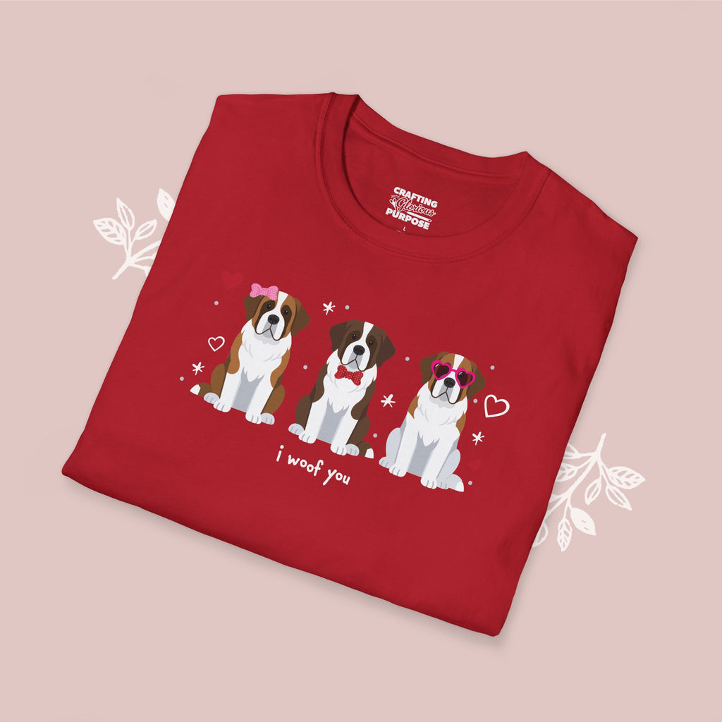 I Woof You Cute St. Bernard Trio Dog Tee — Valentine's T-Shirt