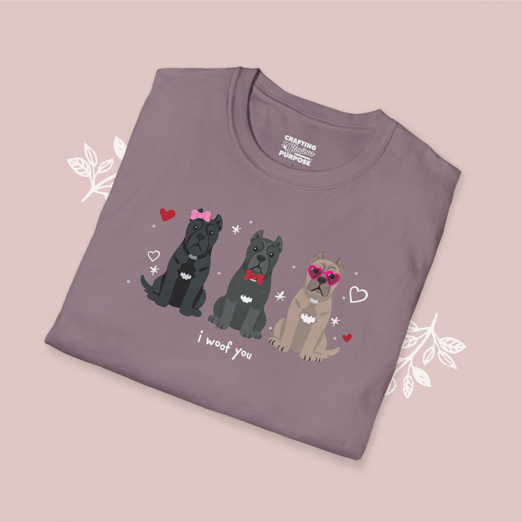 I Woof You Cute Cane Corso Trio Dog Tee — Valentine's T-Shirt