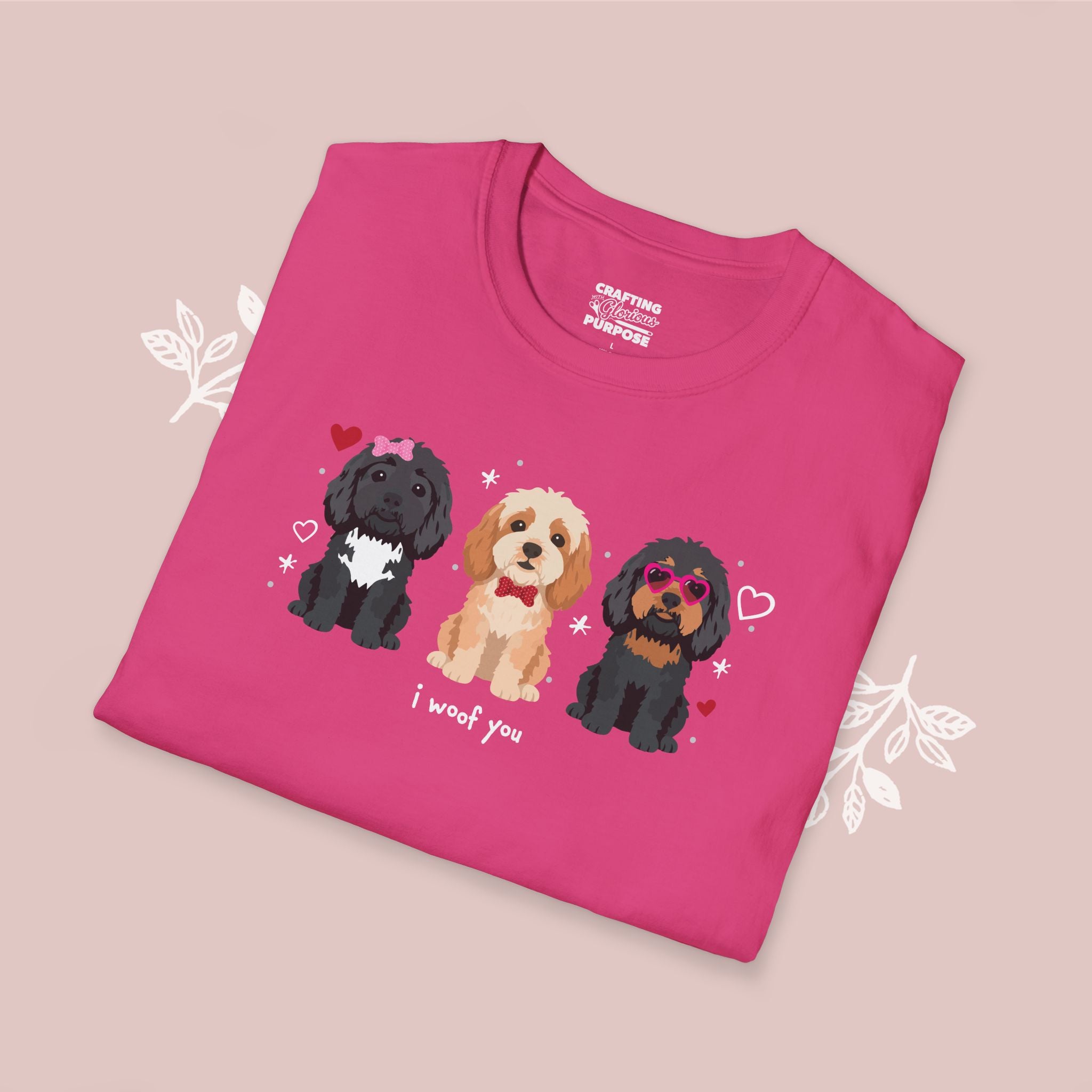 I Woof You Cute Cavapoo Trio Dog Tee — Valentine's T-Shirt