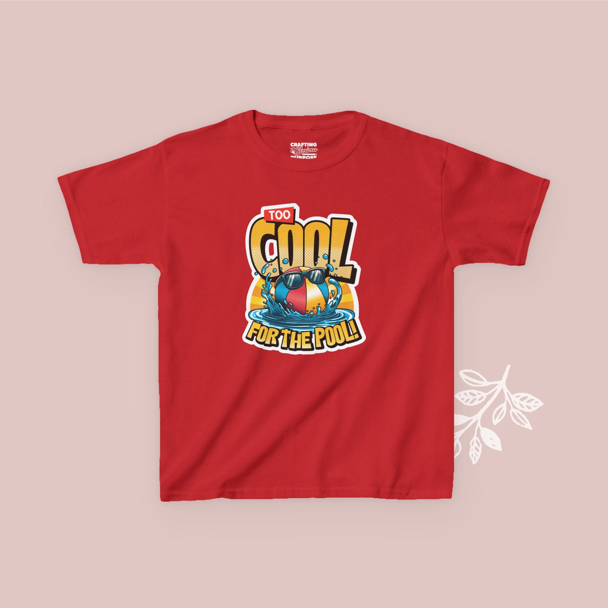 Kids Tee — "Too Cool for the Pool" Retro Pool Float Graphic