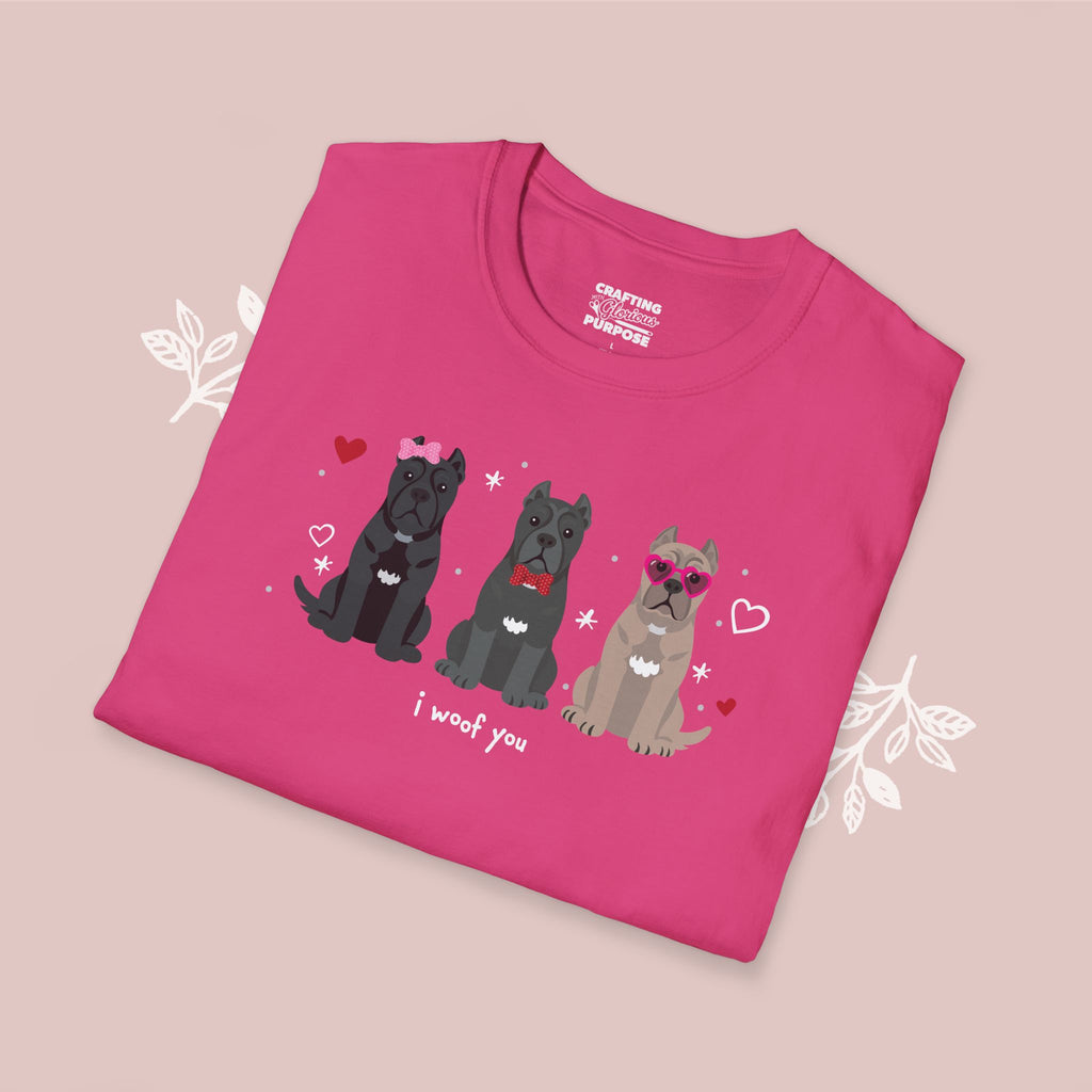 I Woof You Cute Cane Corso Trio Dog Tee — Valentine's T-Shirt
