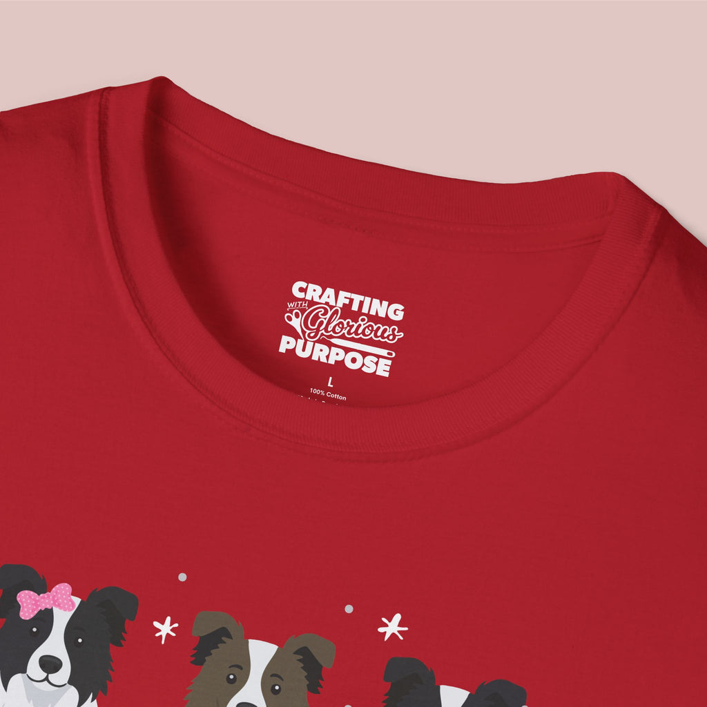 I Woof You Cute Border Collie Trio Dog Tee — Valentine's T-Shirt