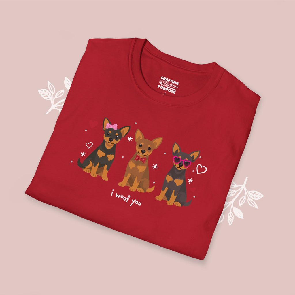 I Woof You Cute Miniature Pinscher Trio Dog Tee — Valentine's T-Shirt