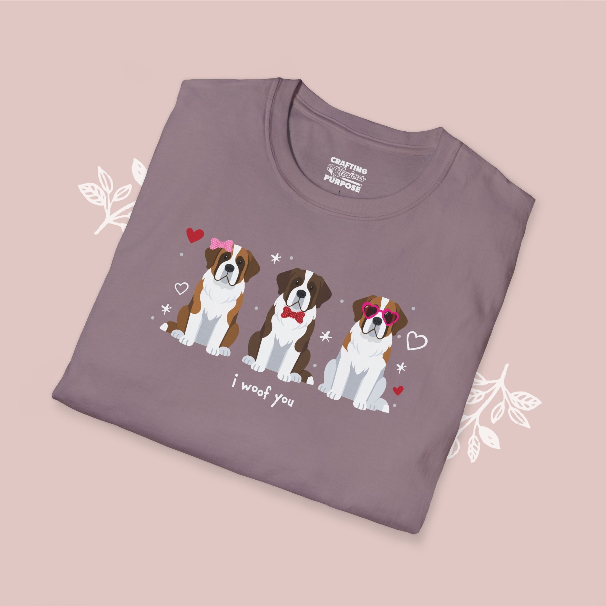 I Woof You Cute St. Bernard Trio Dog Tee — Valentine's T-Shirt