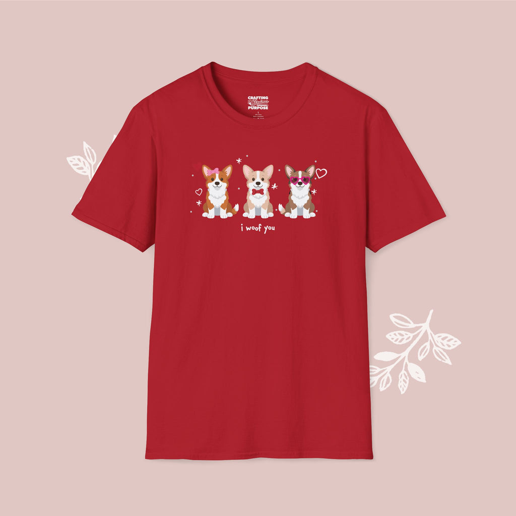 I Woof You Cute Corgi Trio Dog Tee — Valentine's T-Shirt