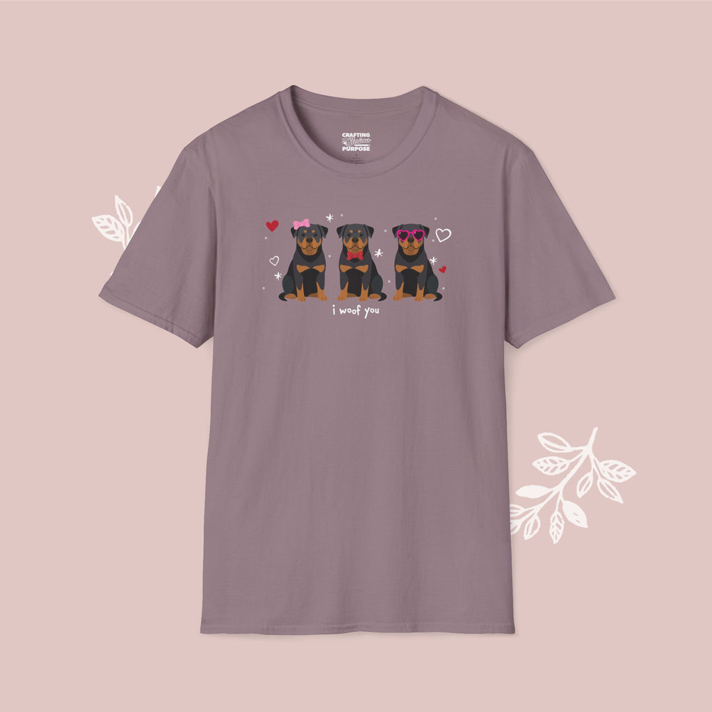 I Woof You Cute Rottweiler Trio Dog Tee — Valentine's T-Shirt