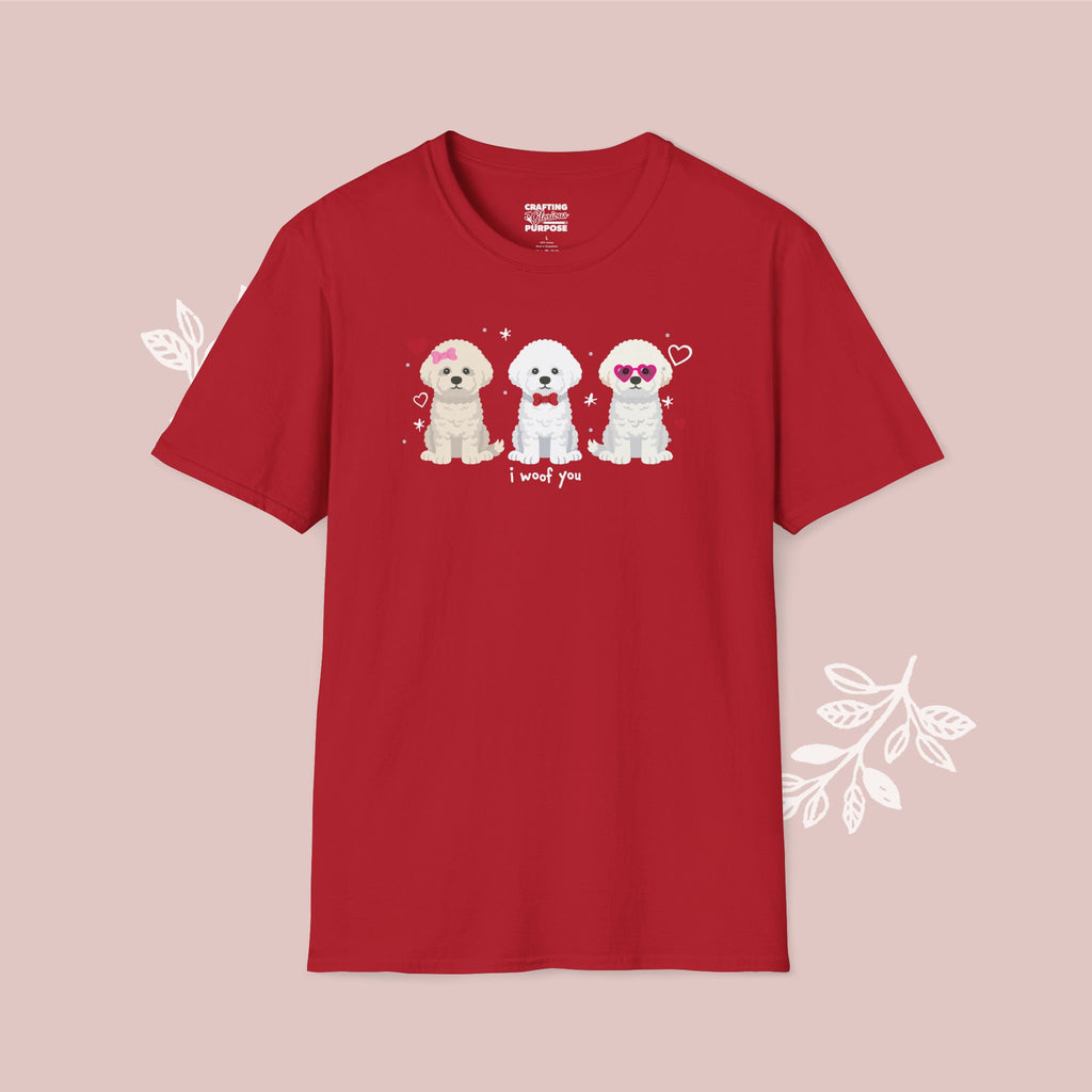 I Woof You Cute Bichon Frise Trio Dog Tee — Valentine's T-Shirt