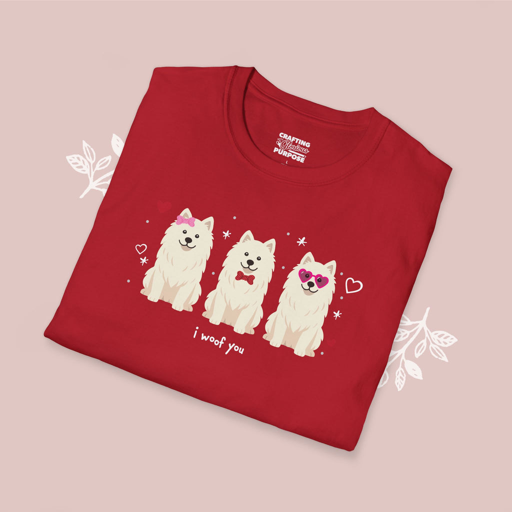 I Woof You Cute Samoyed Trio Dog Tee — Valentine's T-Shirt